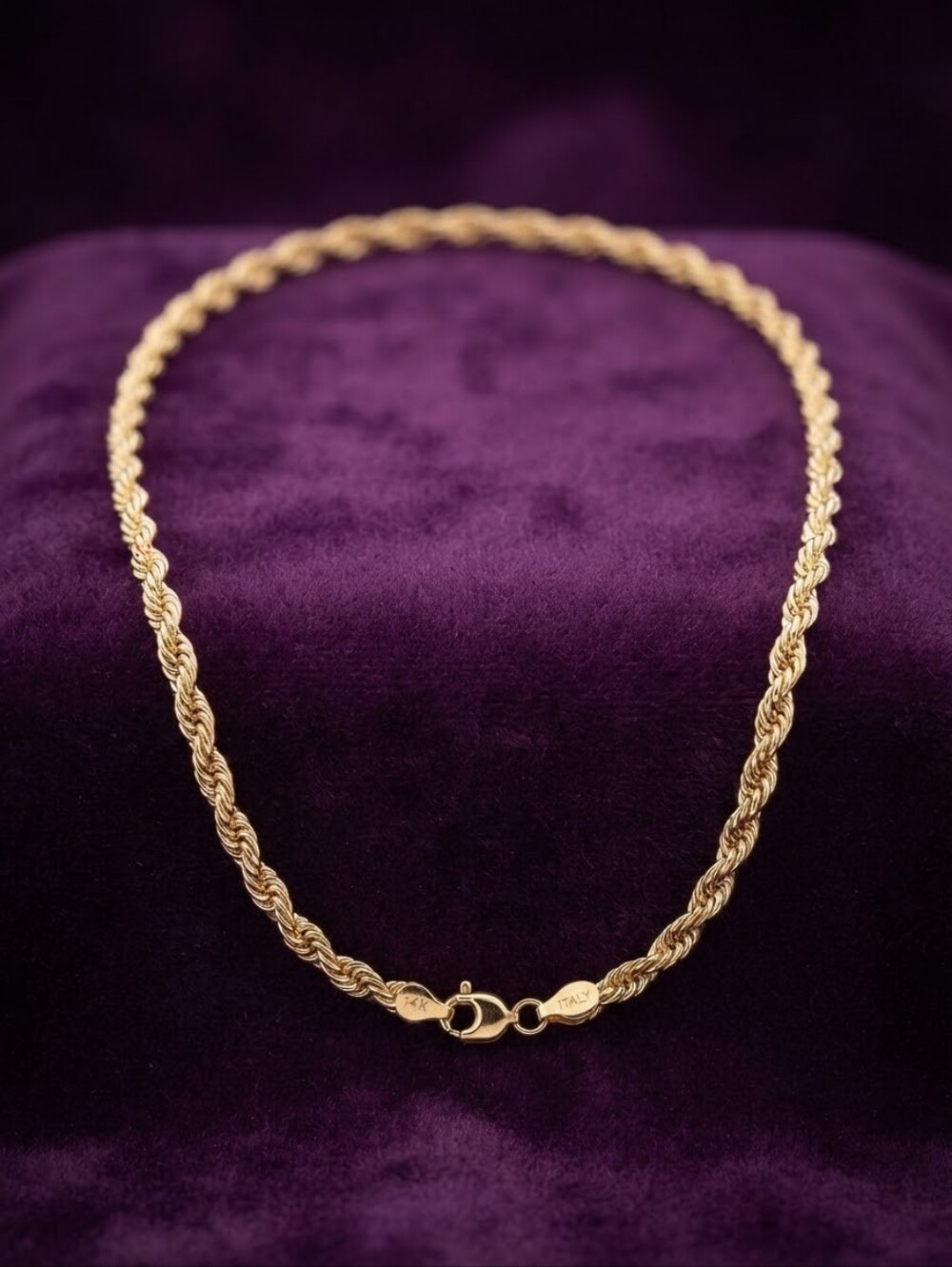 ​14K Gold Over Sterling Silver Italian Rope Chain Necklace Aesthetic Y2K CC